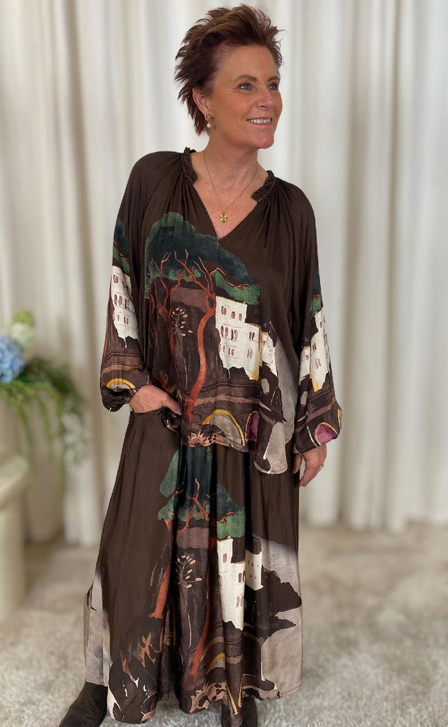Black Colour Bluse - Toscana - Coffee