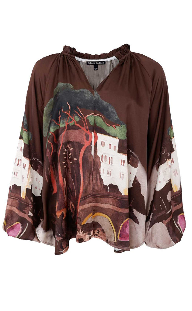 Black Colour Bluse - Toscana - Coffee