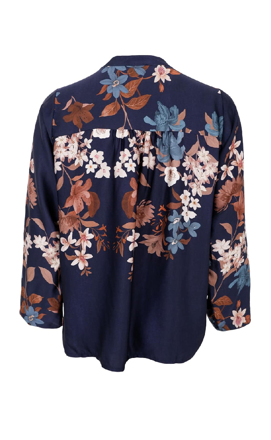 Black Colour Bluse - Zendaya - Navy Flower
