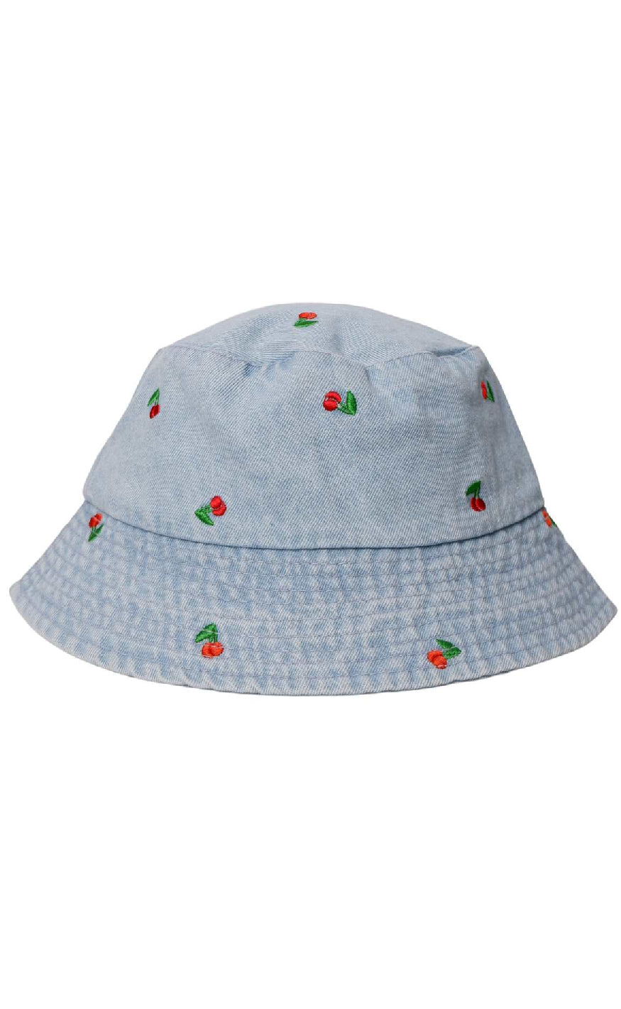 Black Colour Bøllehat - Maluca - Lt. Blue Denim/Cherry