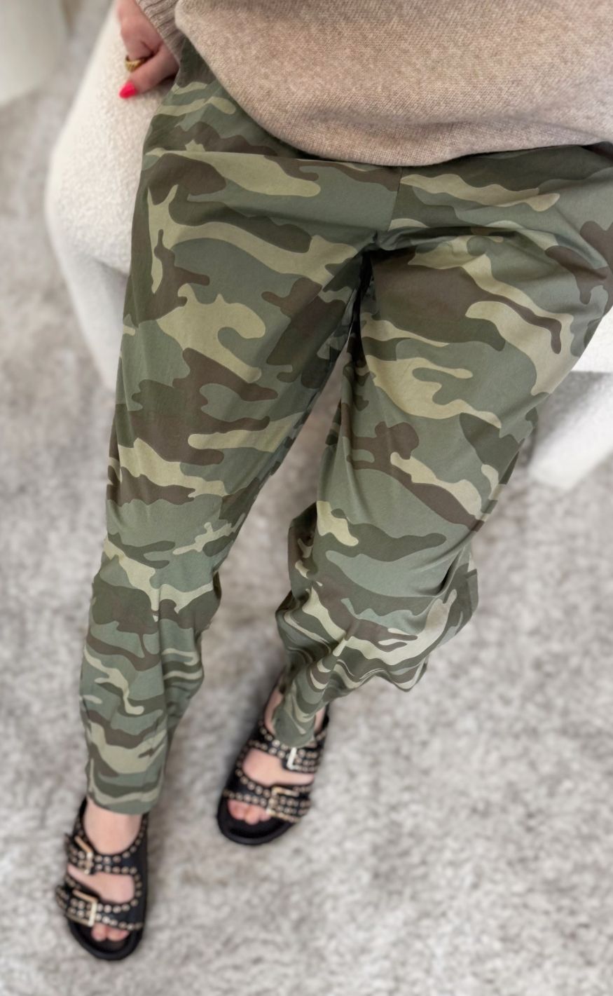 Black Colour Bukser - Abbie Barrel - Camouflage
