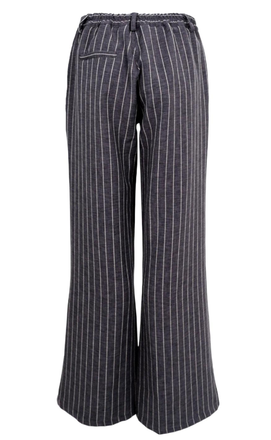 Black Colour Bukser - Chicago - Grey Stripe