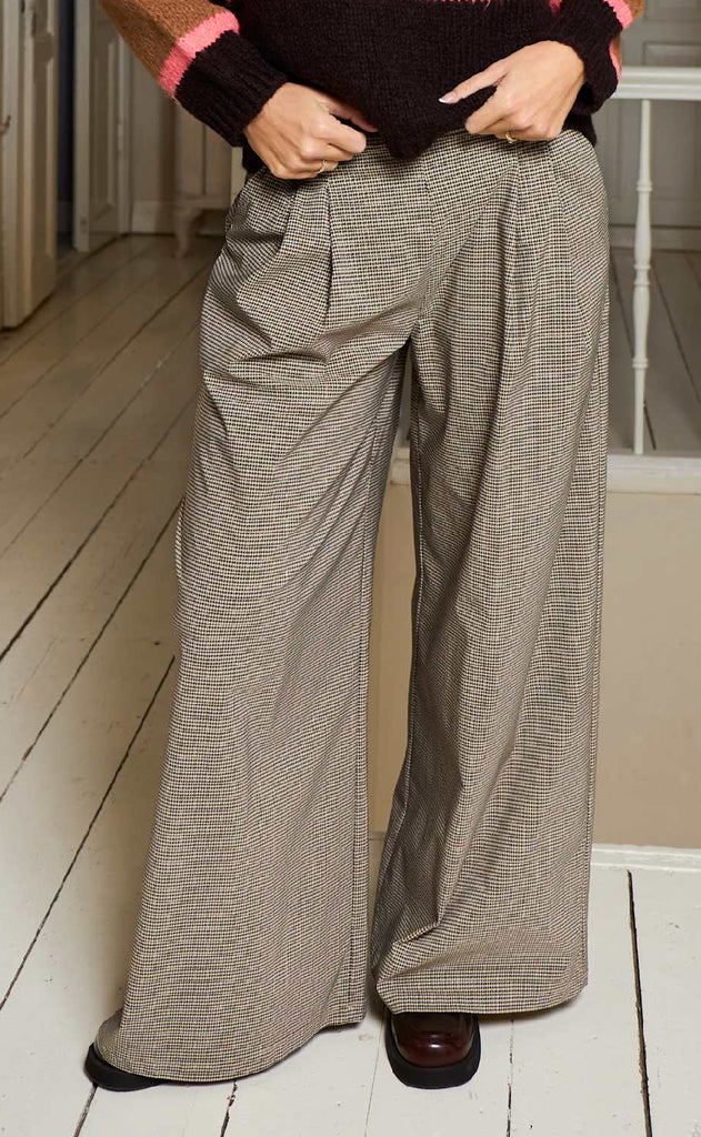 Black Colour Bukser - Davina Art Wide - Brown