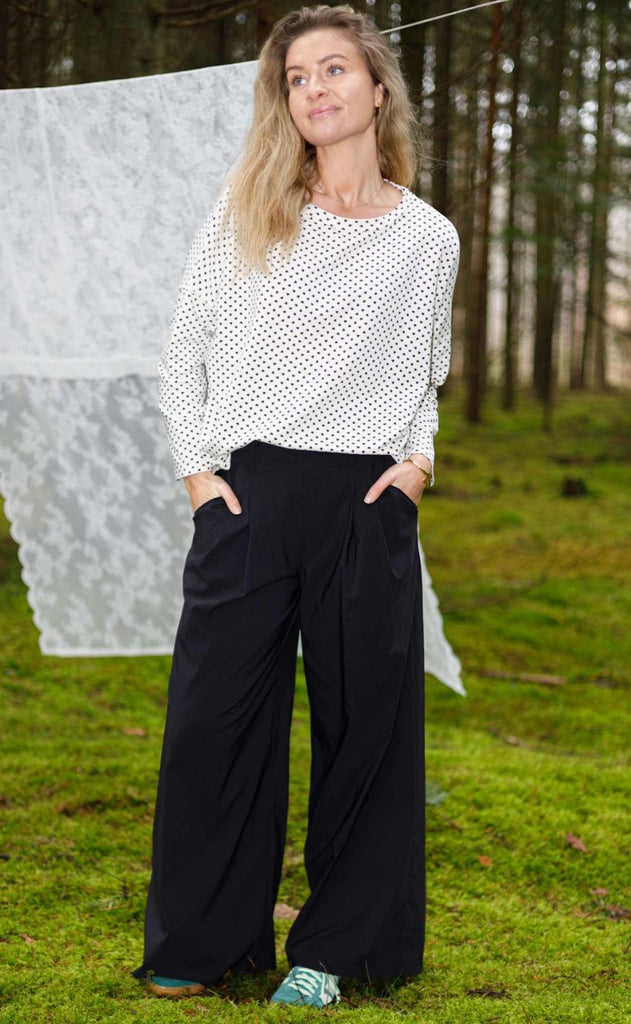 Black Colour Bukser - Davina Wide - Black