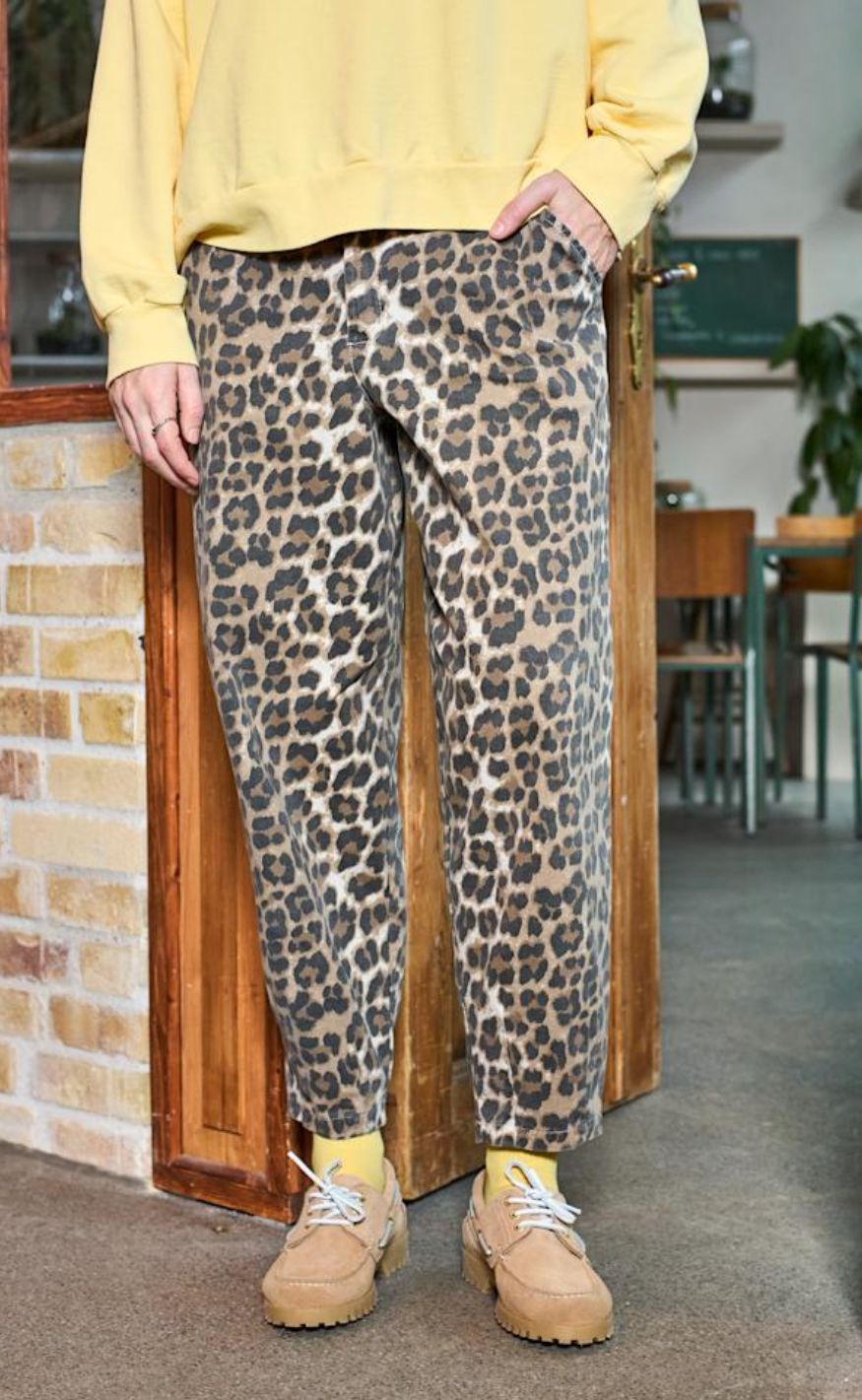 Black Colour Bukser - Ellie Barrel - Leopard