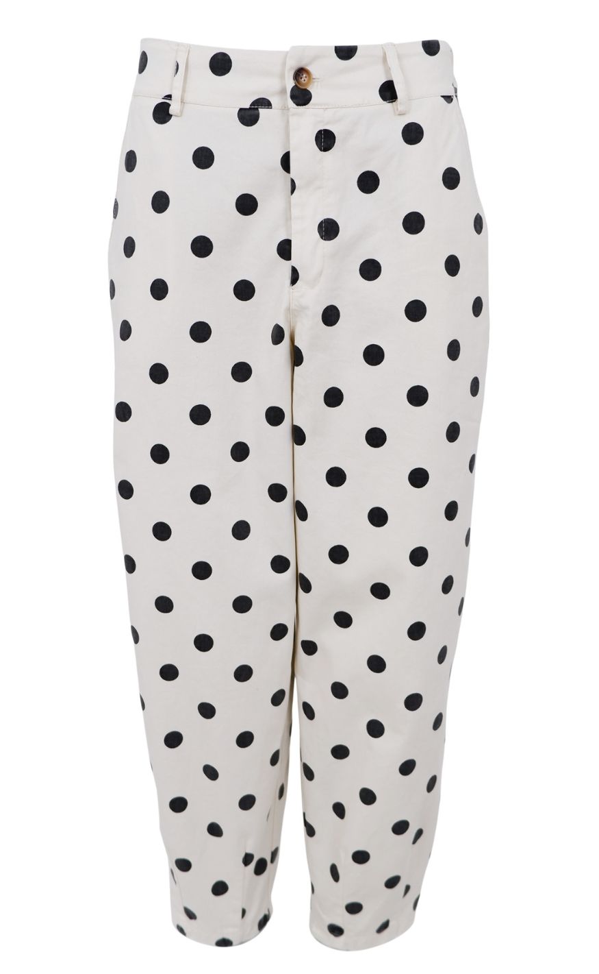 Black Colour Bukser - Ellie Barrel - White Dot