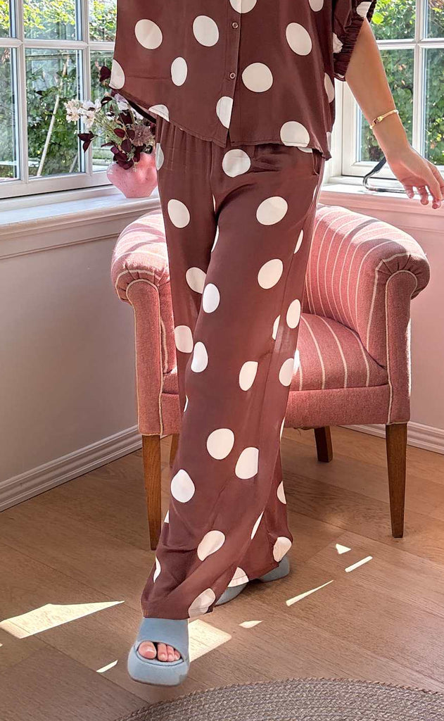 Black Colour Bukser - Mabel - Mocca Dot