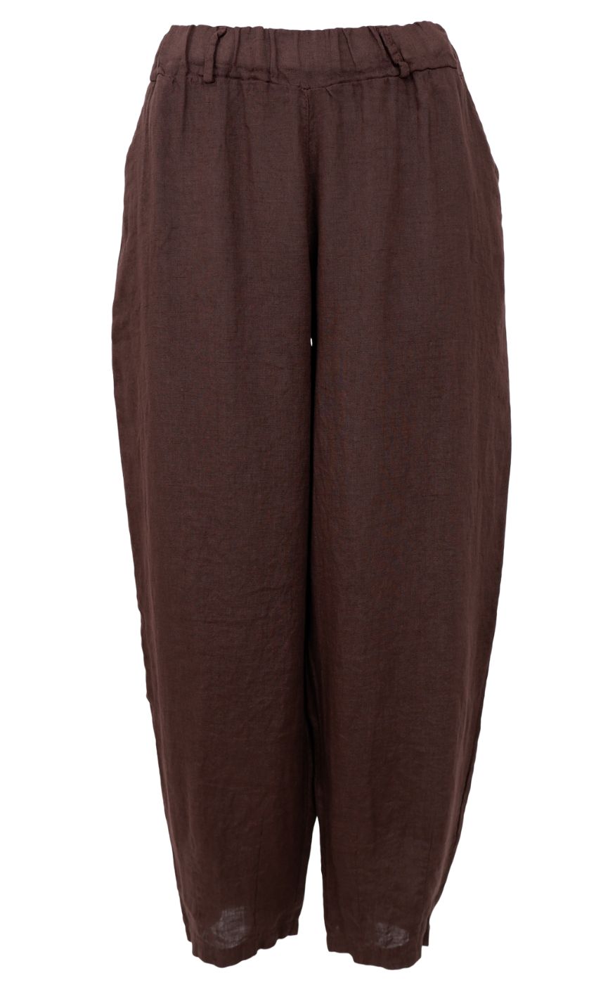 Black Colour Bukser - Melina Barrel Linen - Coffee
