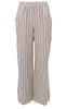 Black Colour Bukser - Melina Wide Linen - Camel Stripe