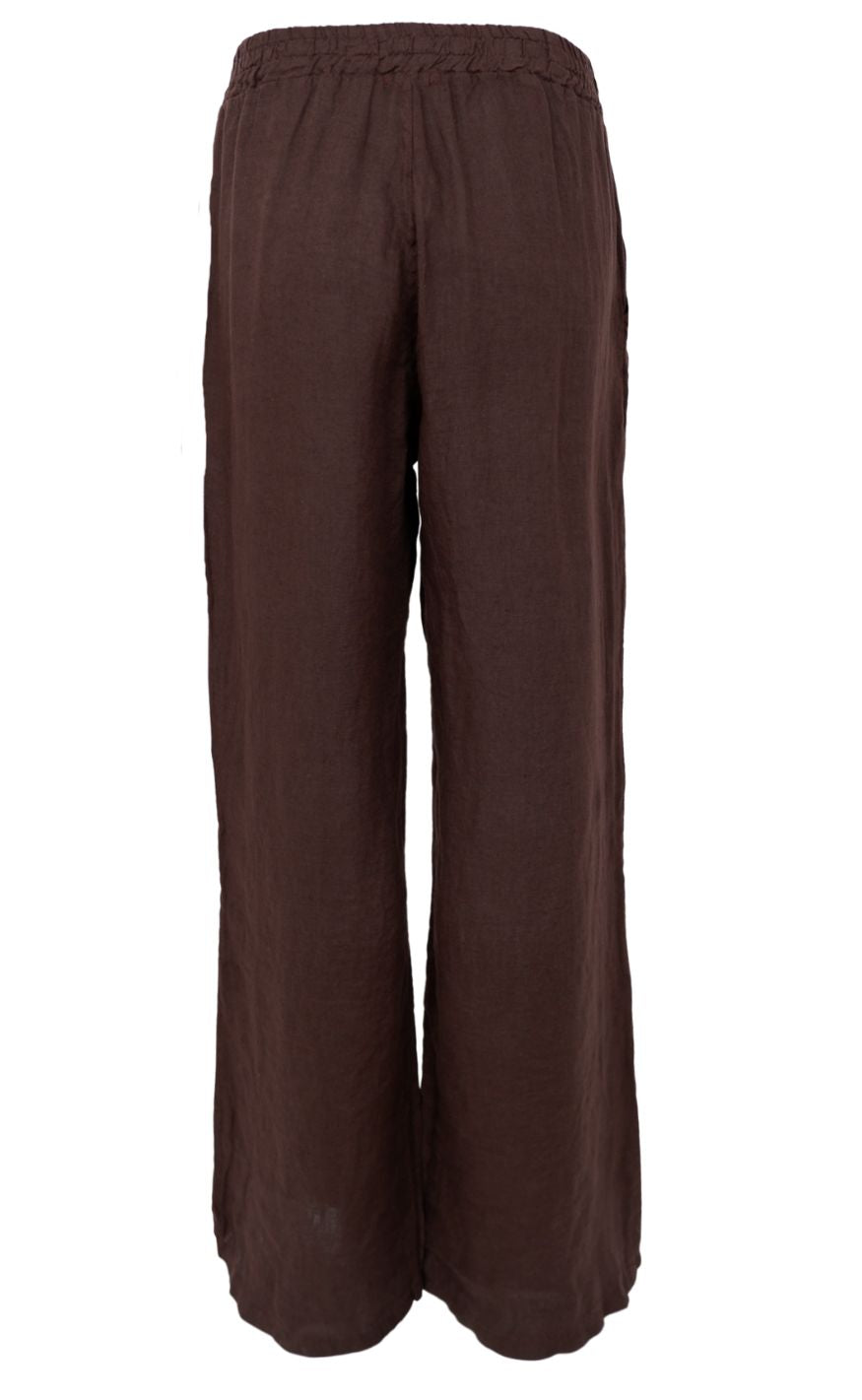 Black Colour Bukser - Melina Wide Linen - Coffee