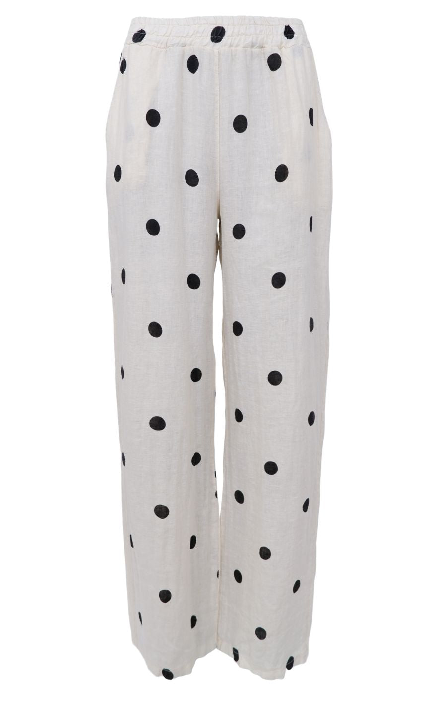 Black Colour Bukser - Melina Wide Linen - Dot
