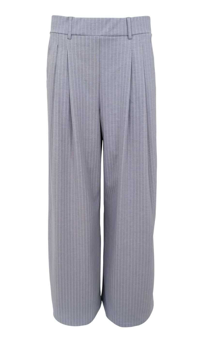Black Colour Bukser - Milano Wide - Grey Stripe