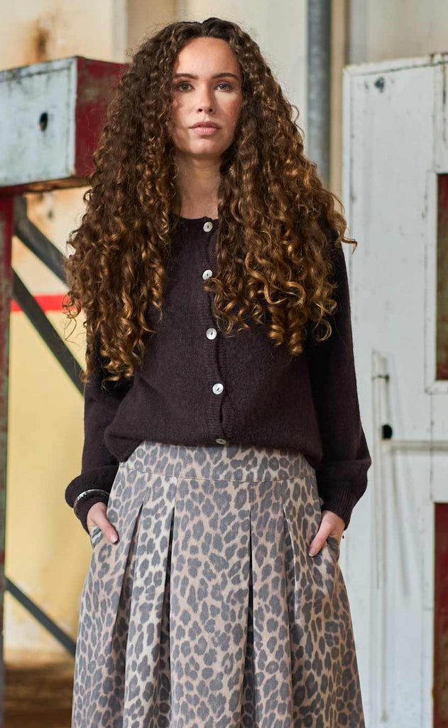 Black Colour Cardigan - Bella - Coffee