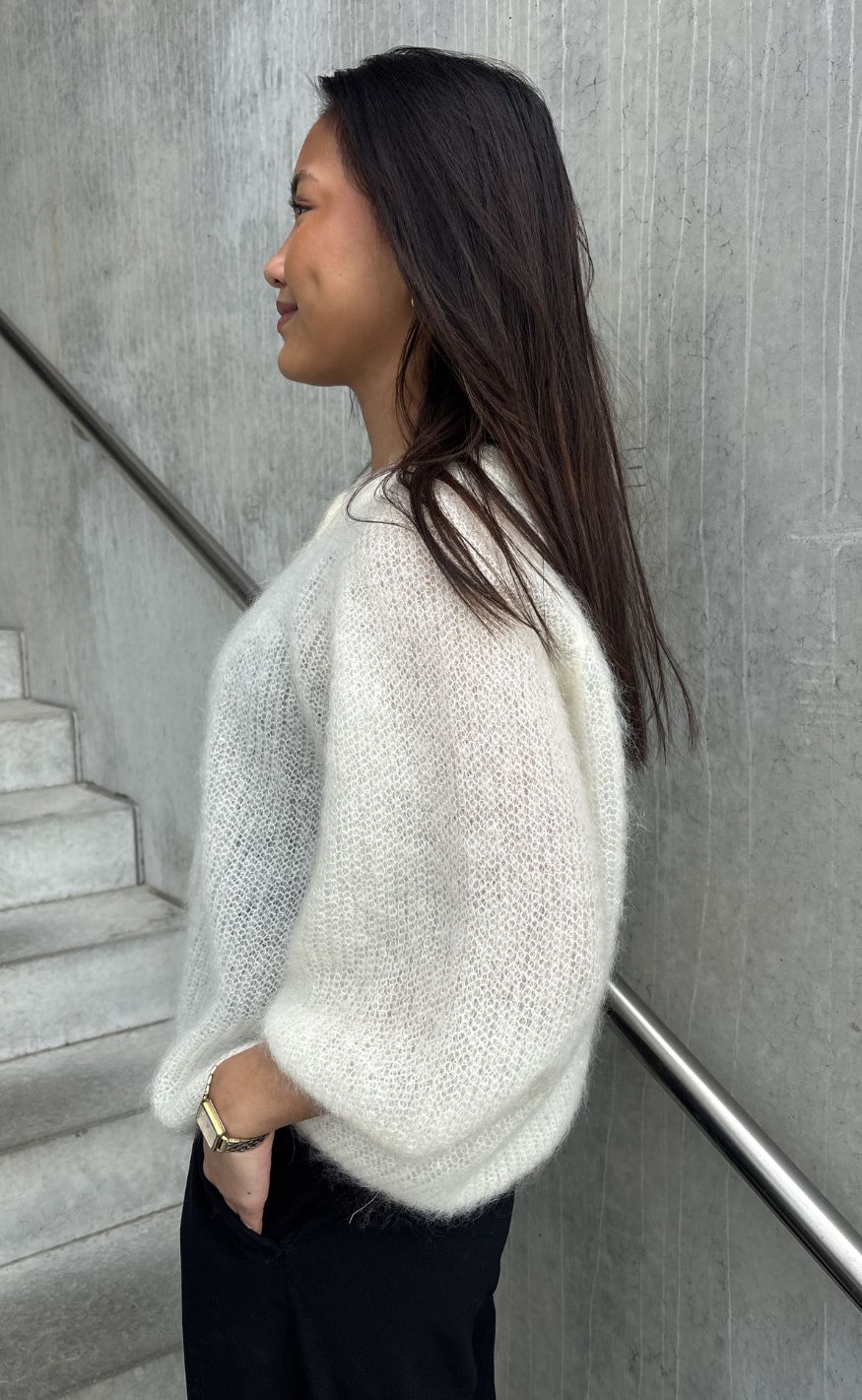 Black Colour Cardigan - Bjoerk Patent - Off White