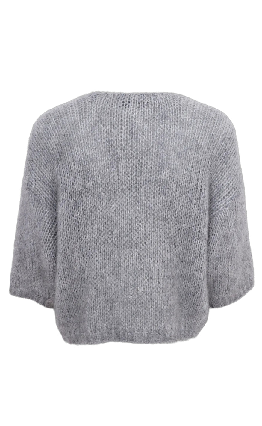 Black Colour Cardigan - Casey Bow - Grey/Rose