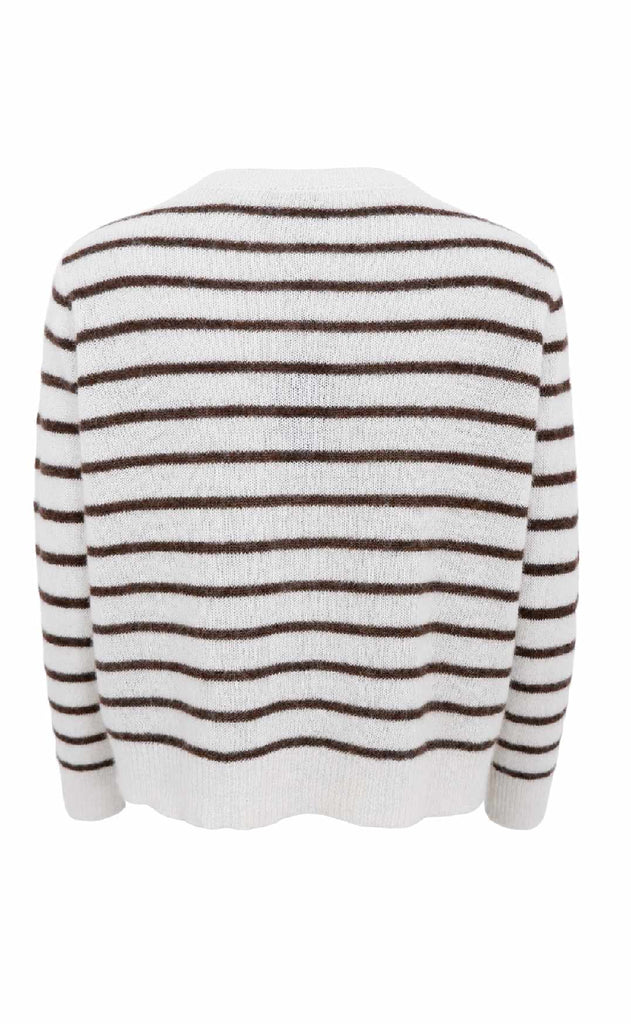 Black Colour Cardigan - Dell - Off White