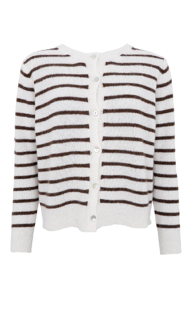 Black Colour Cardigan - Dell - Off White