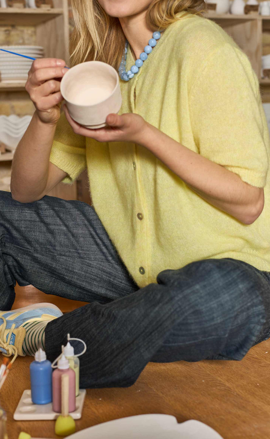 Black Colour Cardigan - Dell SS - Lt. Yellow