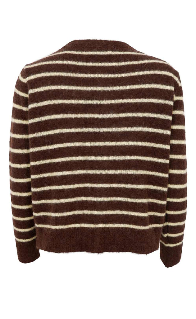 Black Colour Cardigan - Dell Striped - Mocca