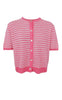 Black Colour Cardigan - Dell Striped SS - Raspberry