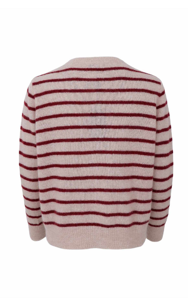 Black Colour Cardigan - Dell Striped - Wine
