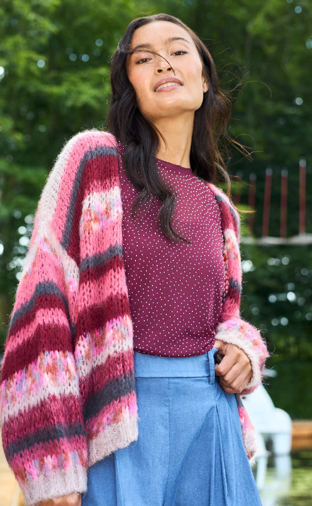 Black Colour Cardigan - Fontana - Berry