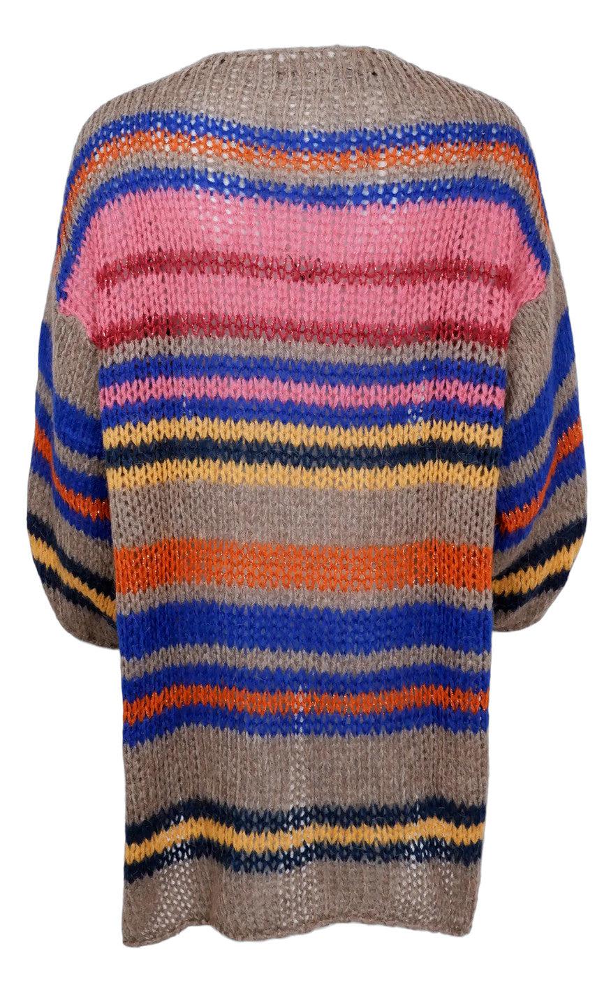 Black Colour Cardigan - Martell - Latte Multi
