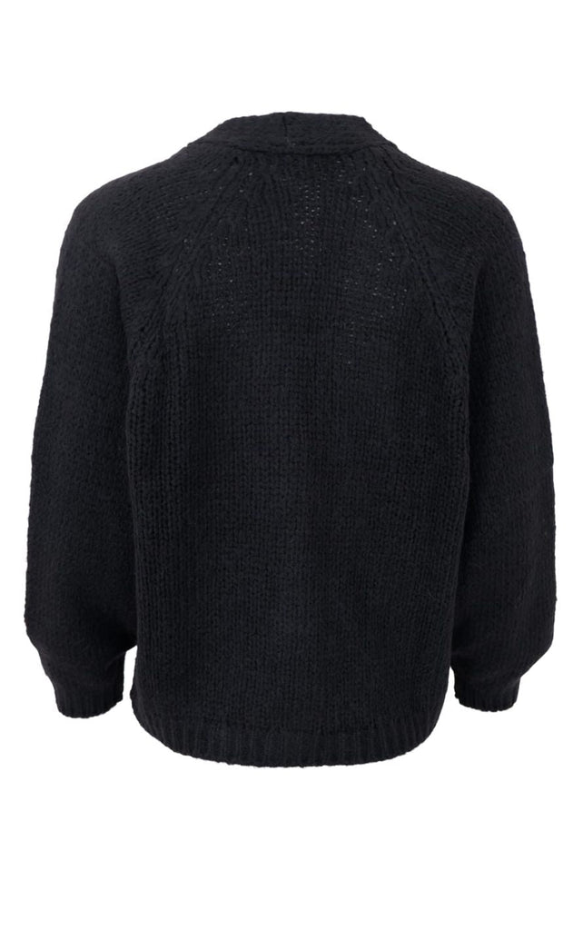 Black Colour Cardigan - Pearl Knit - Black