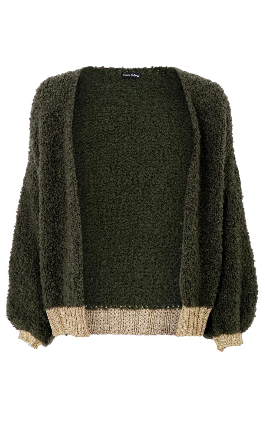 Black Colour Cardigan - Teddy - Army