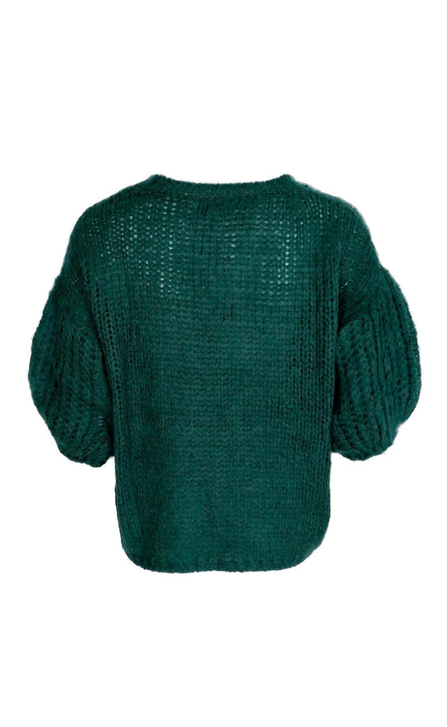 Black Colour Jumper - Casey Puff - Deep Green
