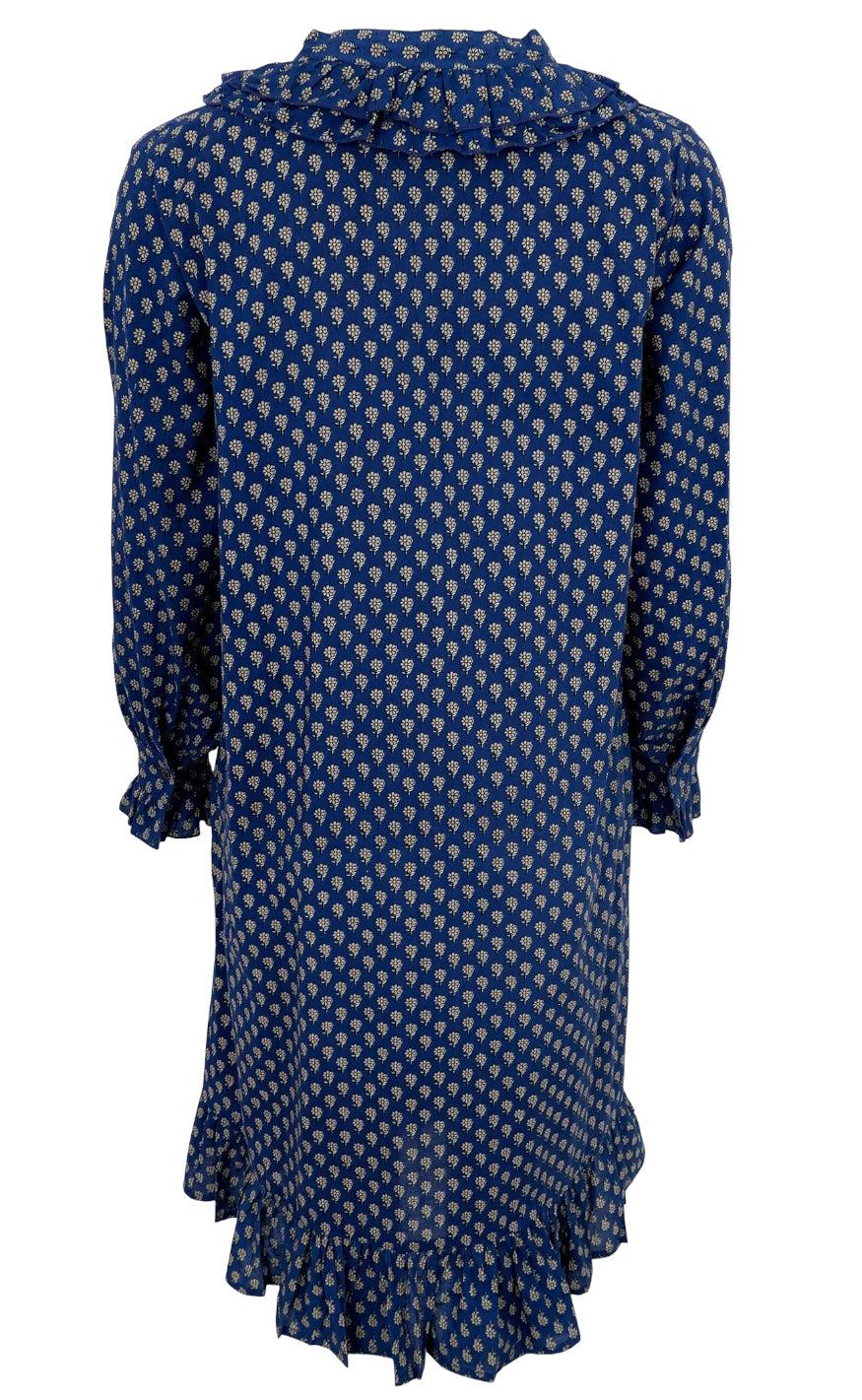 Black Colour Kjole - Flora Ruffle - Blue Floral