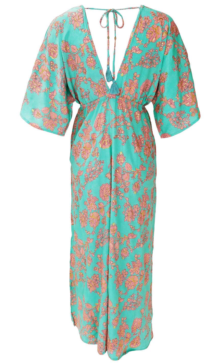 Black Colour Kjole - Luna Double V-Neck - Green Lotus