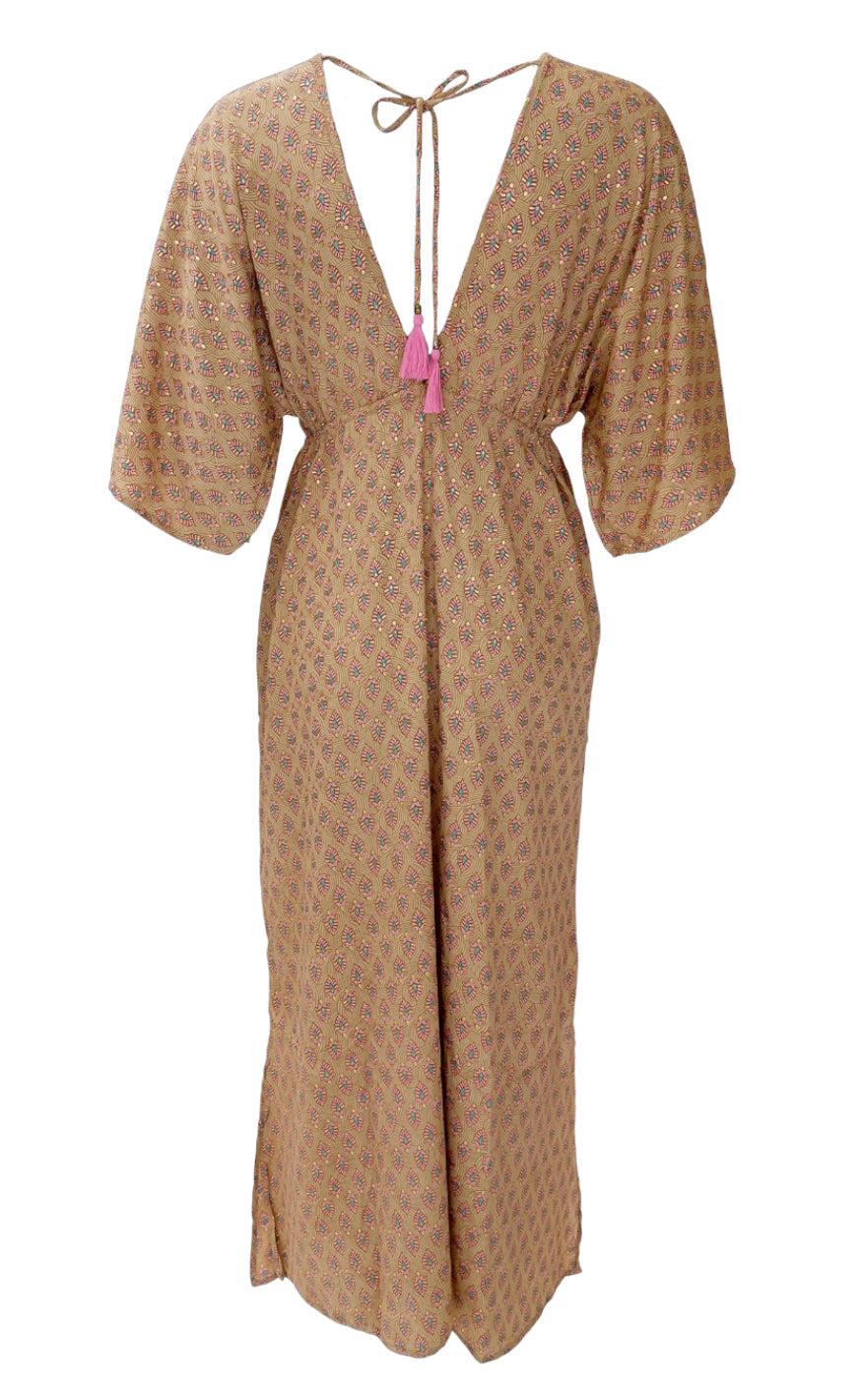 Black Colour Kjole - Luna Double V-Neck - Savannah Latte