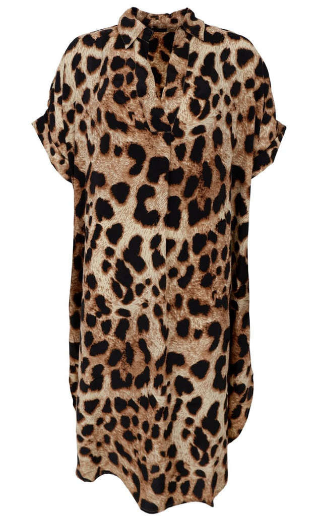 Black Colour Kjole - Luna Kaftan - Golden Leopard