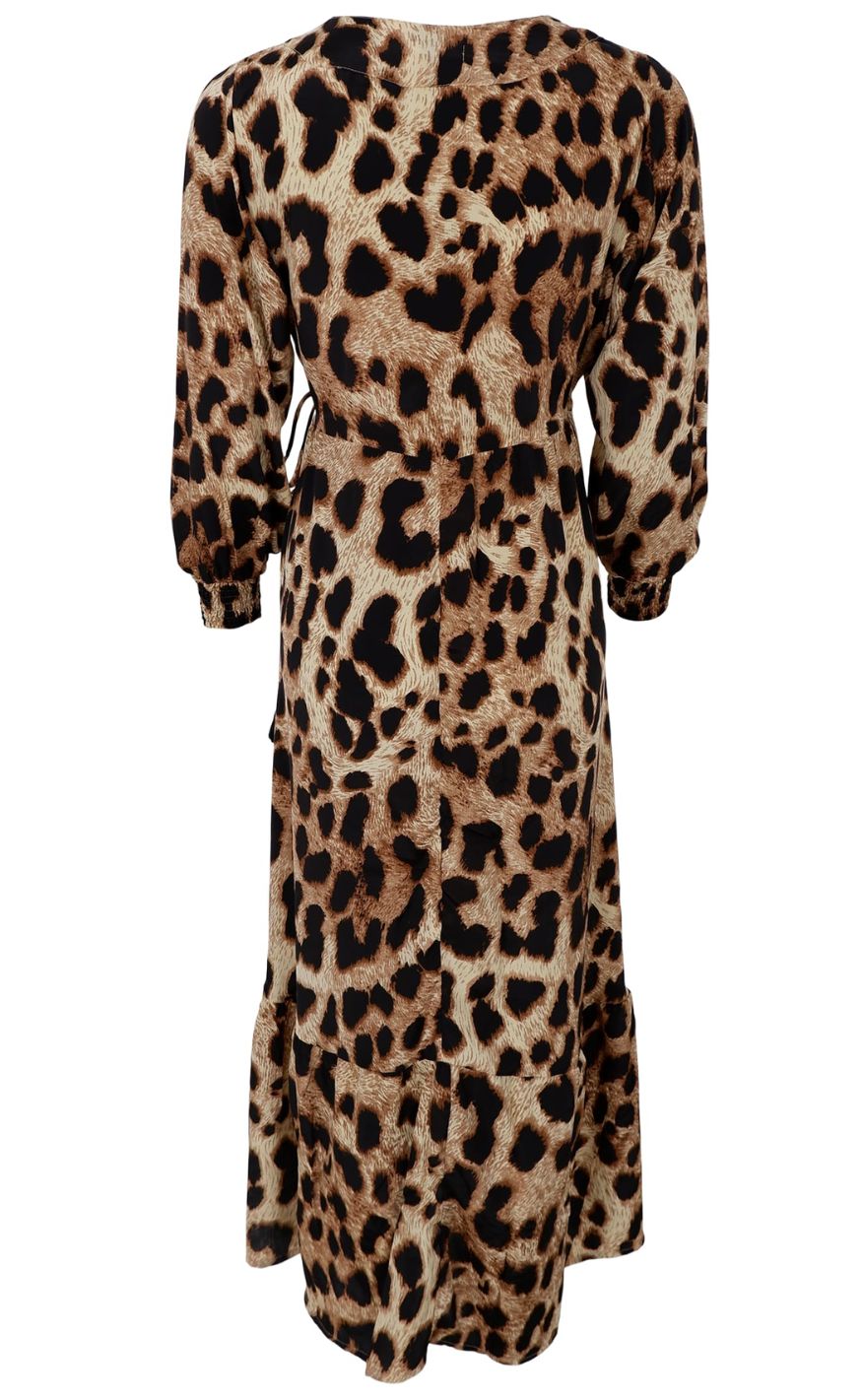 Black Colour Kjole - Luna Wrap - Golden Leopard