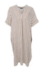 Black Colour Kjole - Melina Long Linen - Camel Stripe