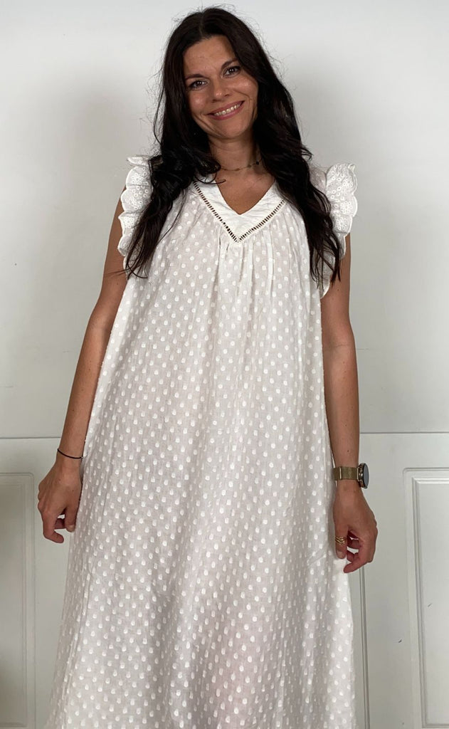 Black Colour Kjole - Mie Frill - White