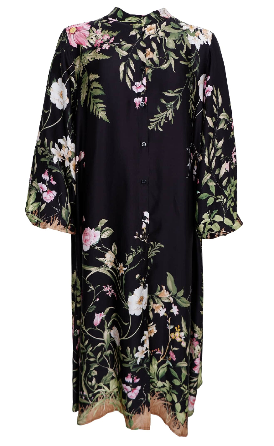 Black Colour Kjole - Zennia - Black Flower