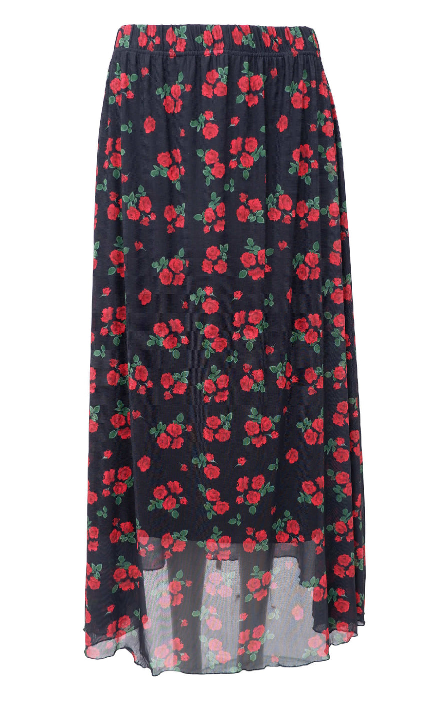 Black Colour Nederdel - Annie Mesh - Red Flower
