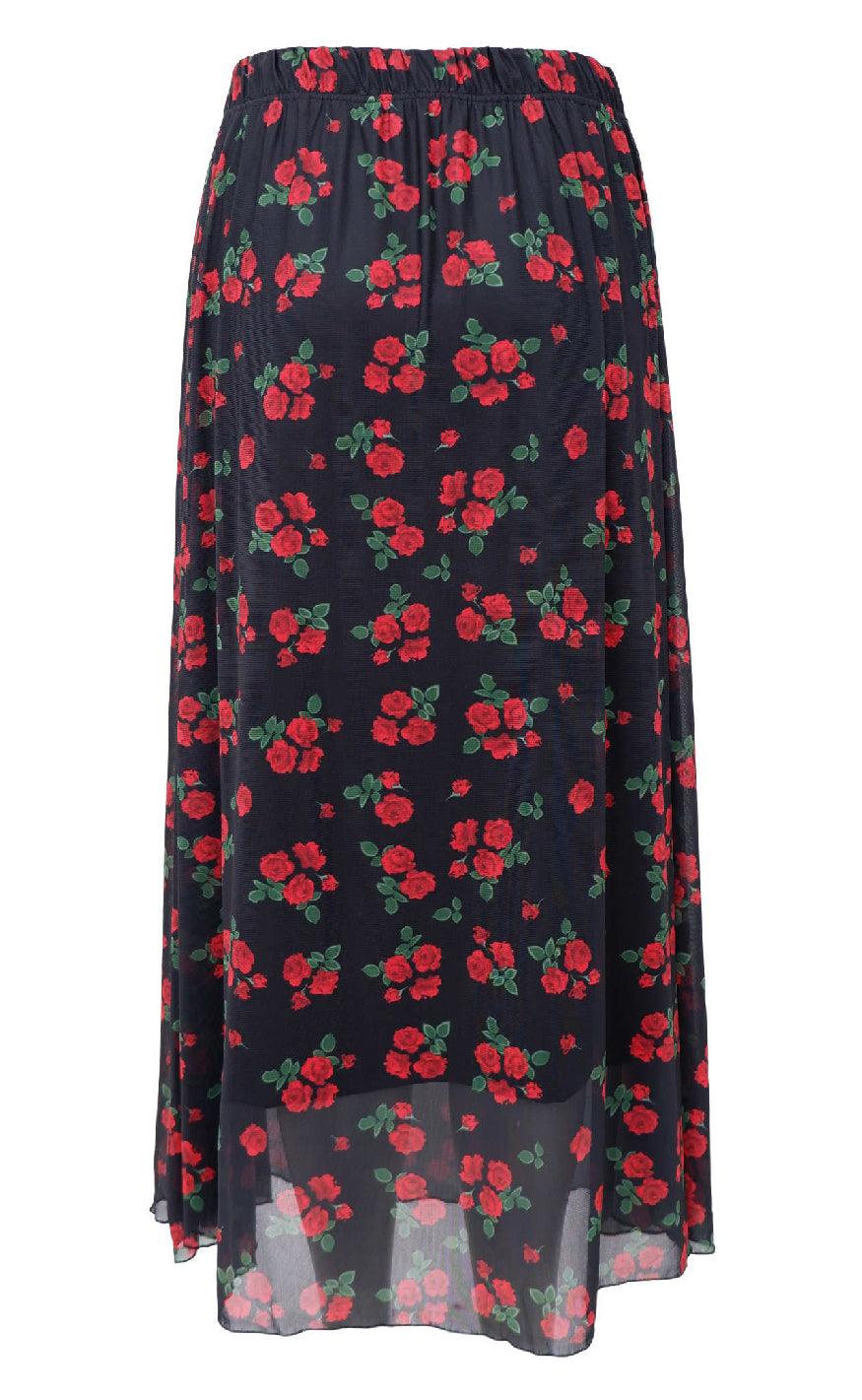 Black Colour Nederdel - Annie Mesh - Red Flower