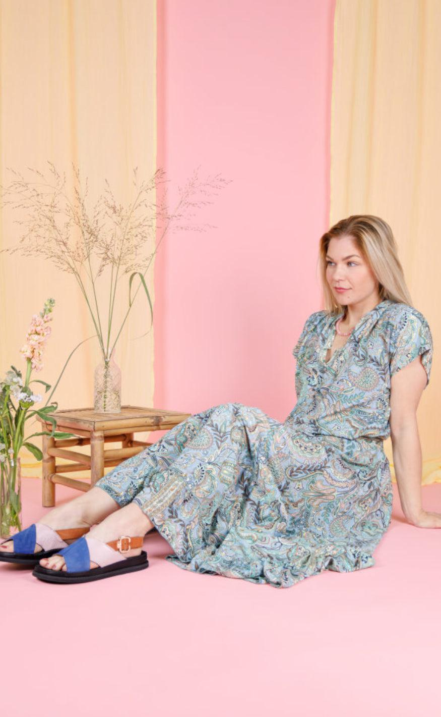 Black Colour Nederdel - Luna Maxi Frill - Blue Garden