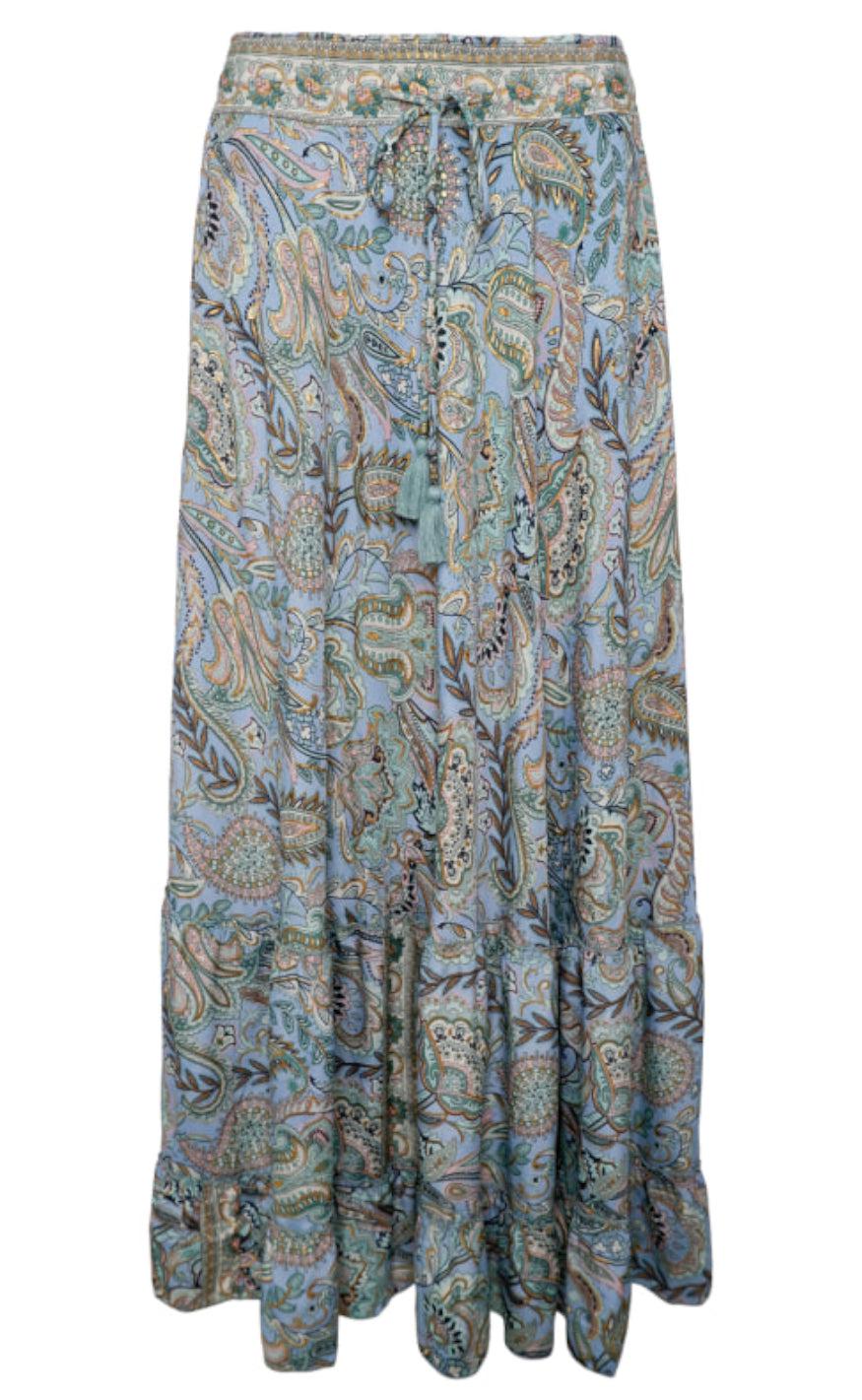 Black Colour Nederdel - Luna Maxi Frill - Blue Garden