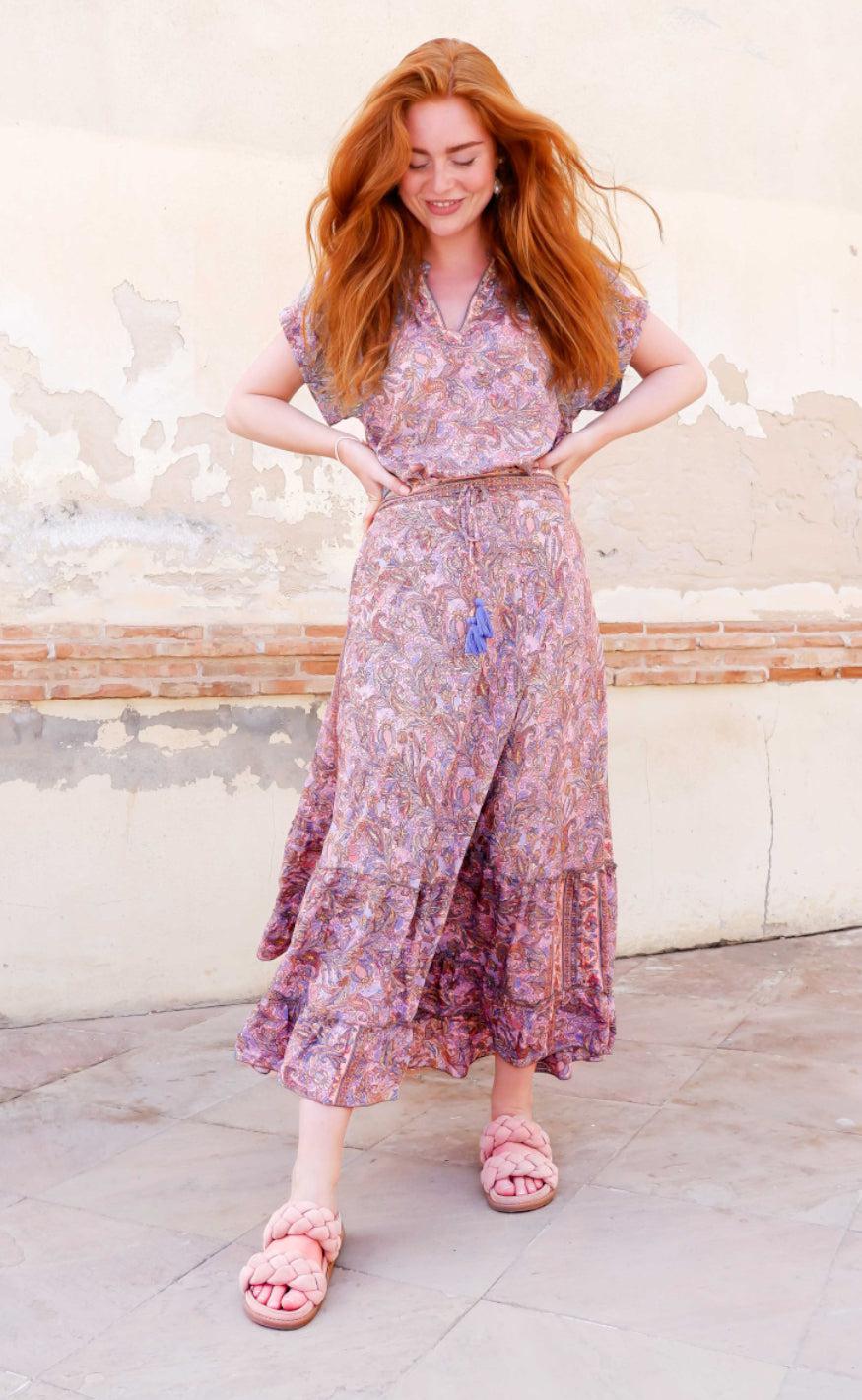 Black Colour Nederdel - Luna maxi Frill - Blush Tropic
