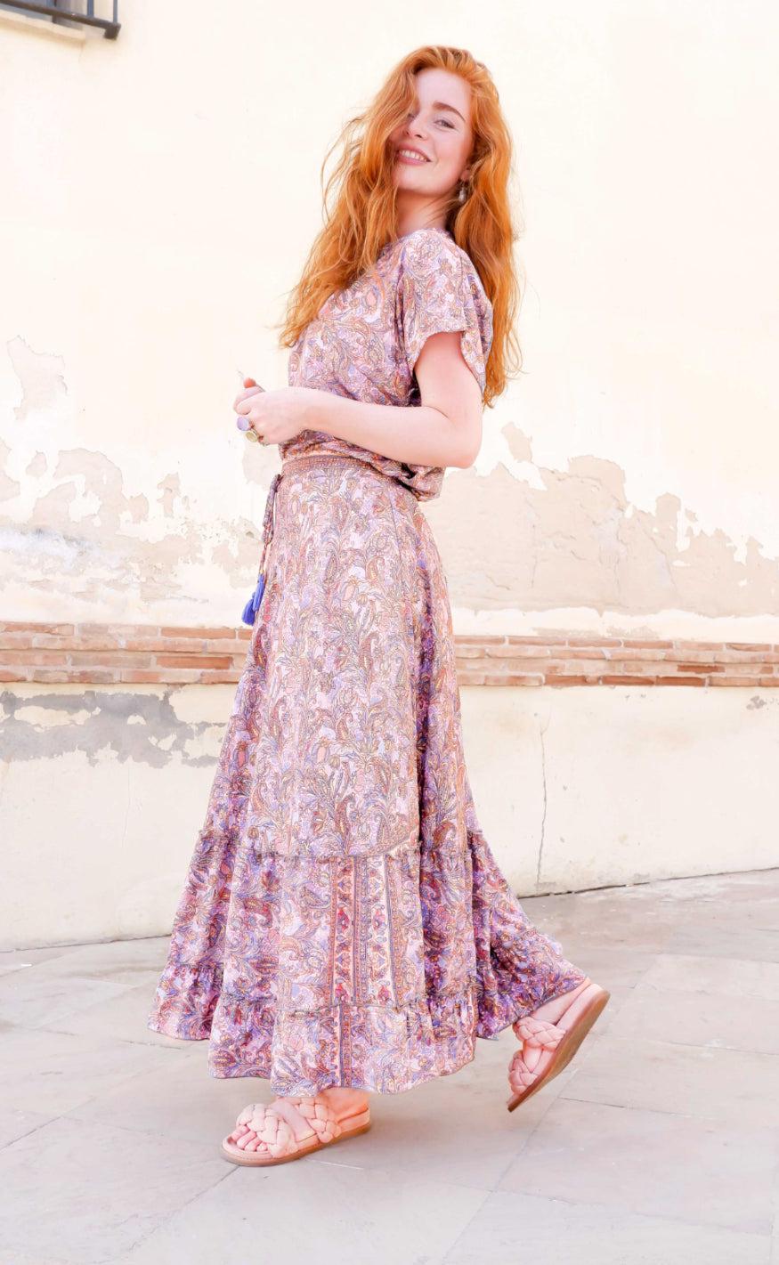 Black Colour Nederdel - Luna maxi Frill - Blush Tropic