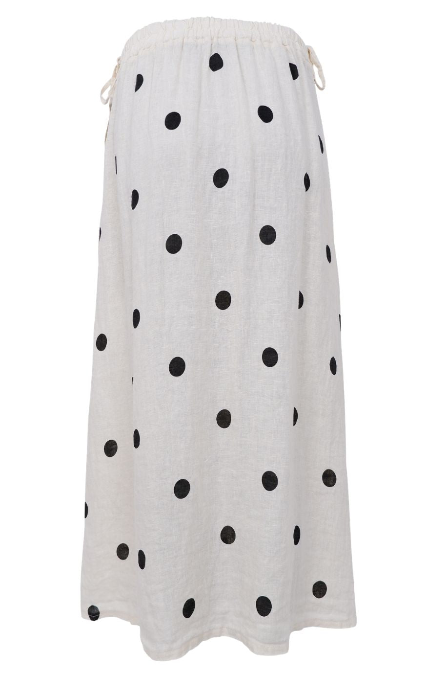 Black Colour Nederdel - Melina Linen - Dot