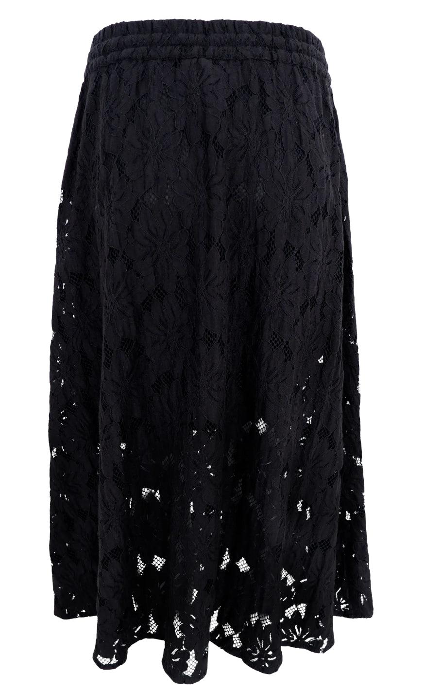 Black Colour Nederdel - Nelly Flower - Black