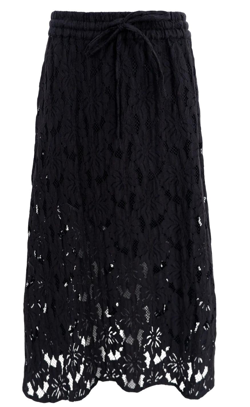 Black Colour Nederdel - Nelly Flower - Black