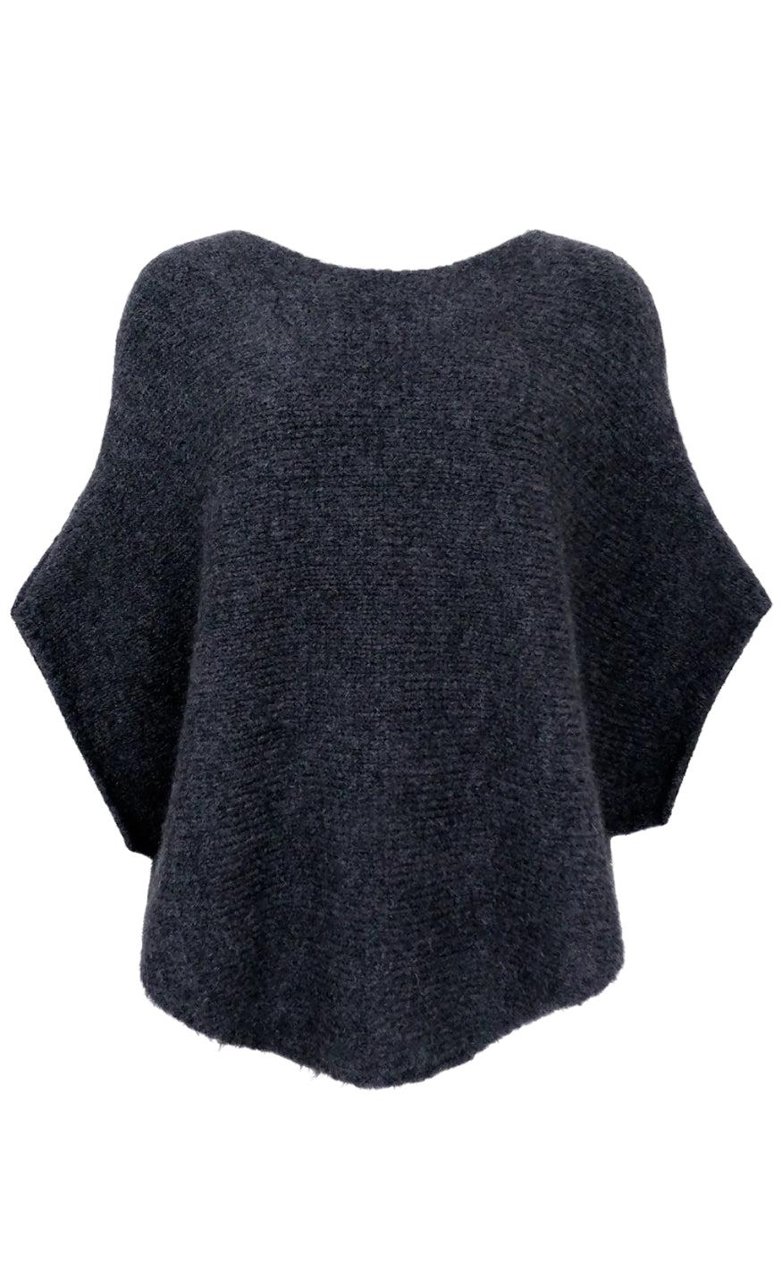 Black Colour Poncho - Pella - Dark Grey