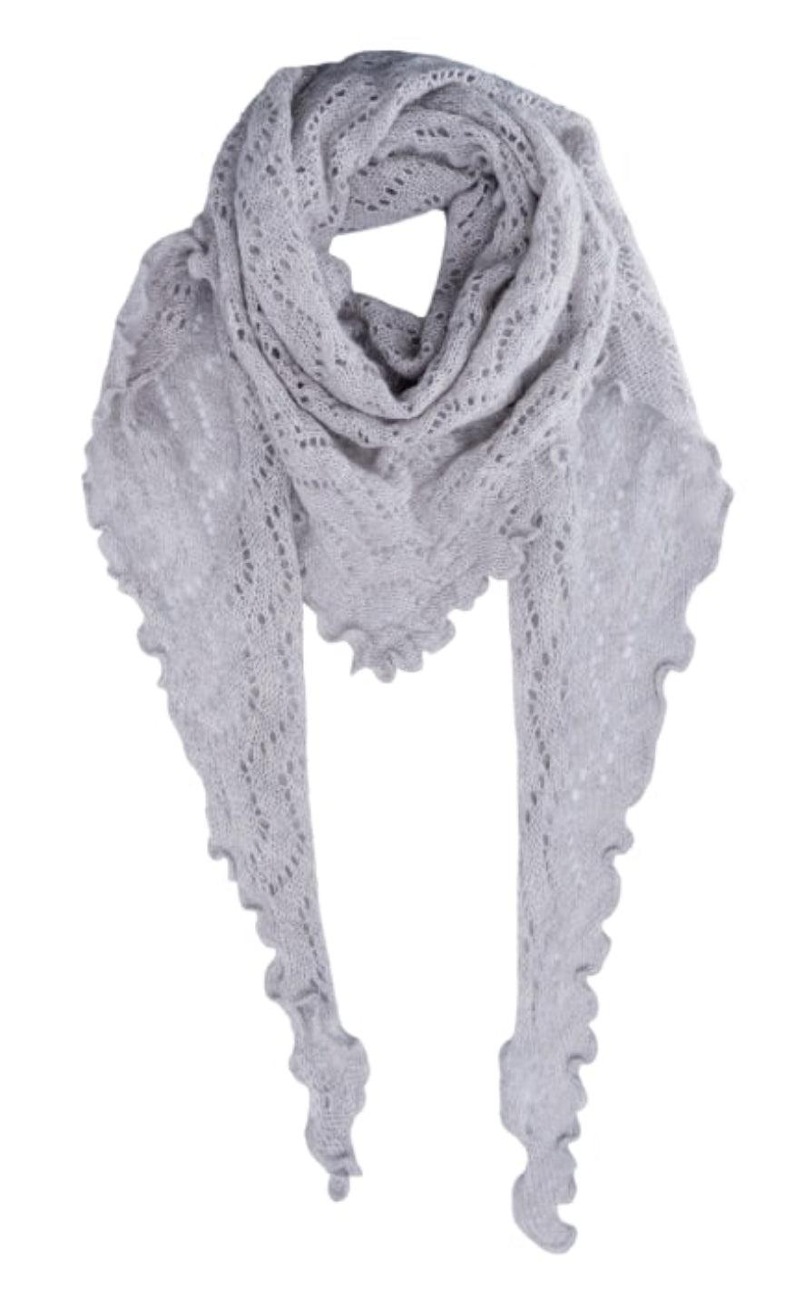 Black Colour Scarf - Siri Knitted - Grey
