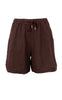 Black Colour Shorts - Melina Linen - Coffee
